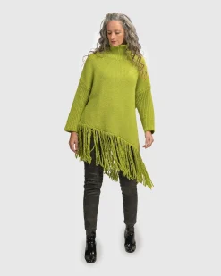 Urban Turtleneck Tunic Top, Lime