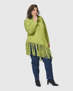 Urban Turtleneck Tunic Top, Lime