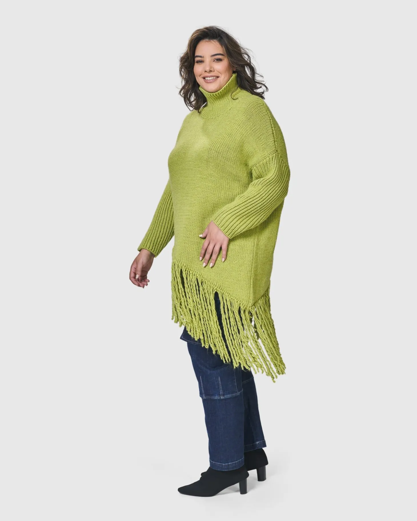 Urban Turtleneck Tunic Top, Lime