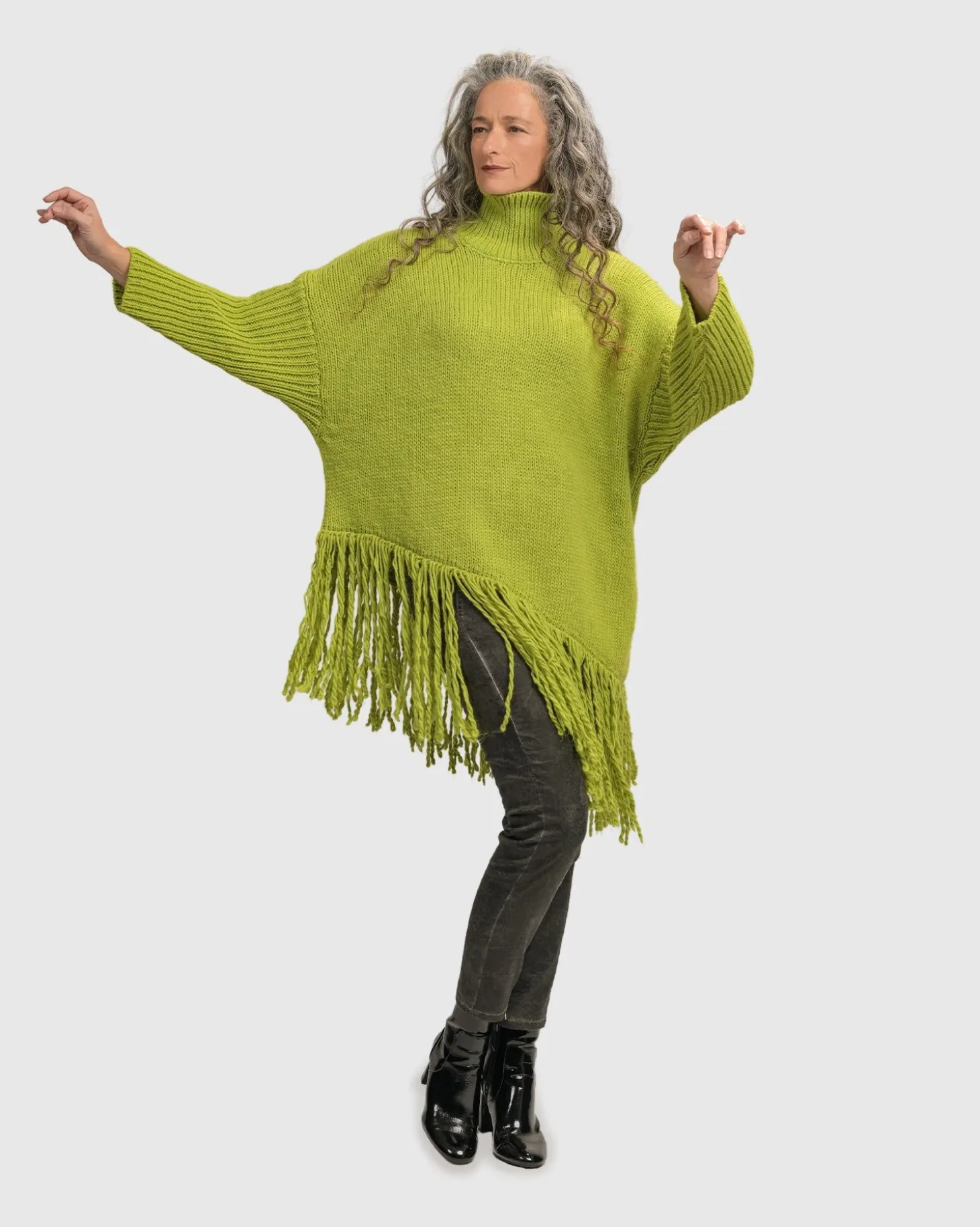 Urban Turtleneck Tunic Top, Lime
