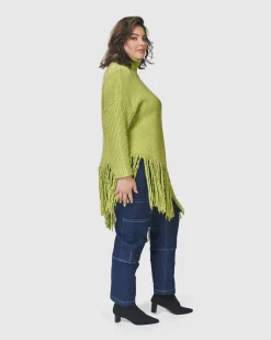 Urban Turtleneck Tunic Top, Lime