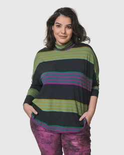 Urban Wine Bar Turtleneck Top, Stripes