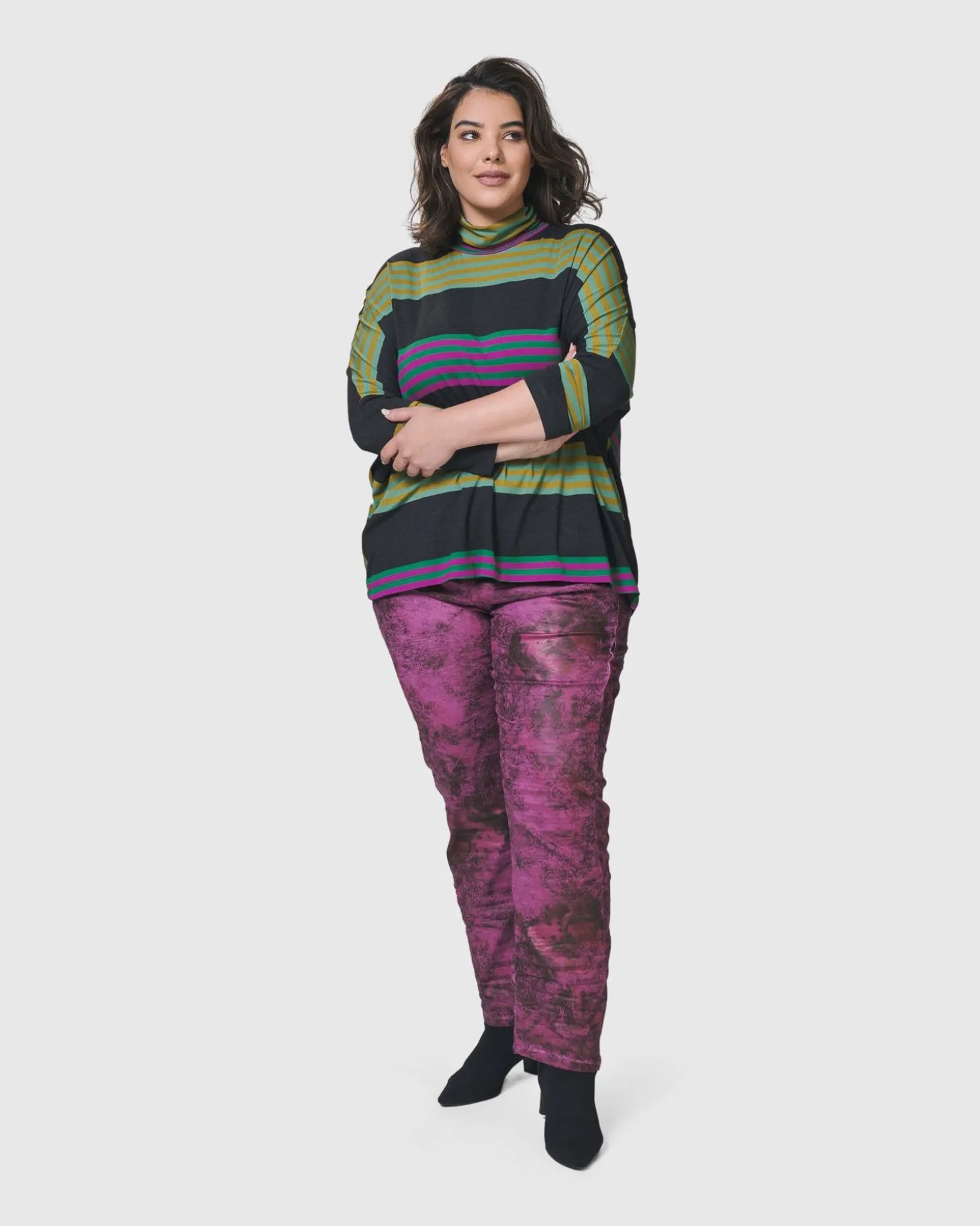 Urban Wine Bar Turtleneck Top, Stripes