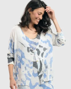 Watercolor Cardigan Sweater, Nautical