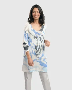 Watercolor Cardigan Sweater, Nautical