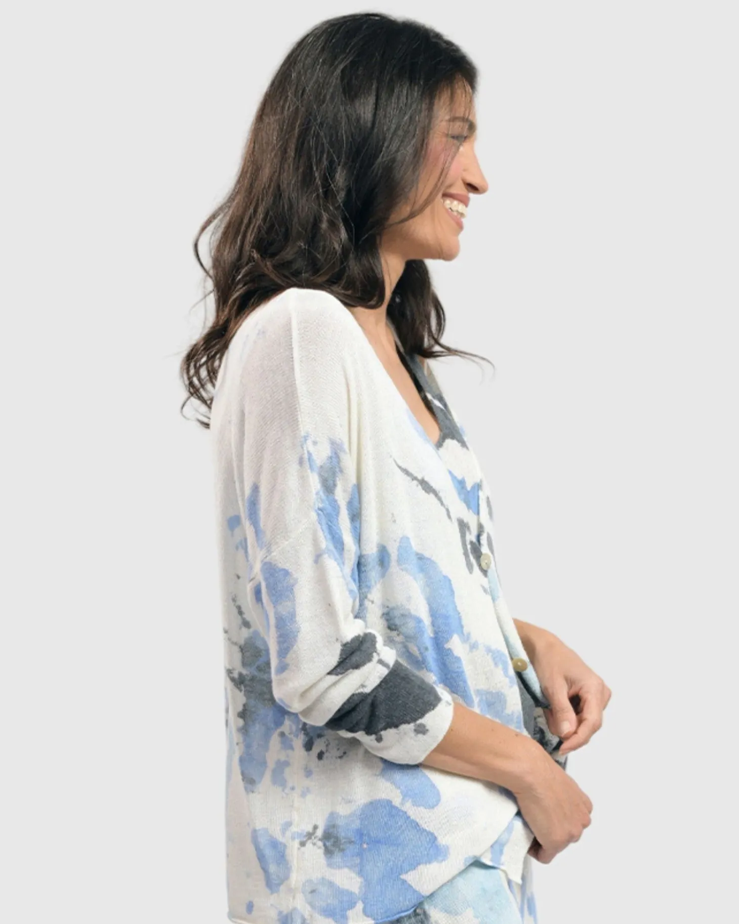 Watercolor Cardigan Sweater, Nautical
