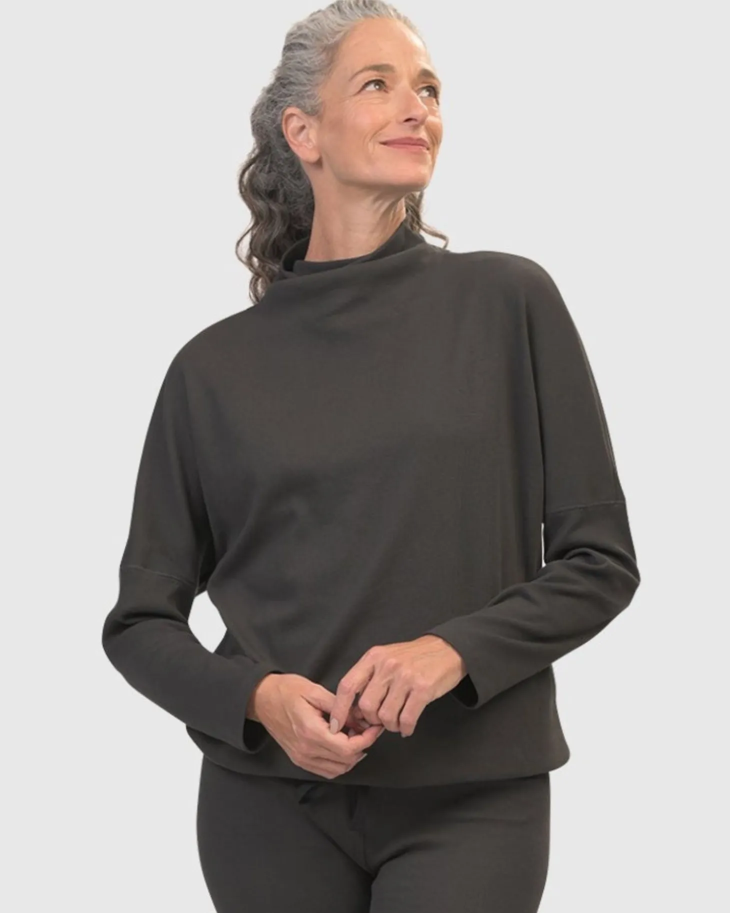 Zen Drawstring Sweatshirt, Charcoal