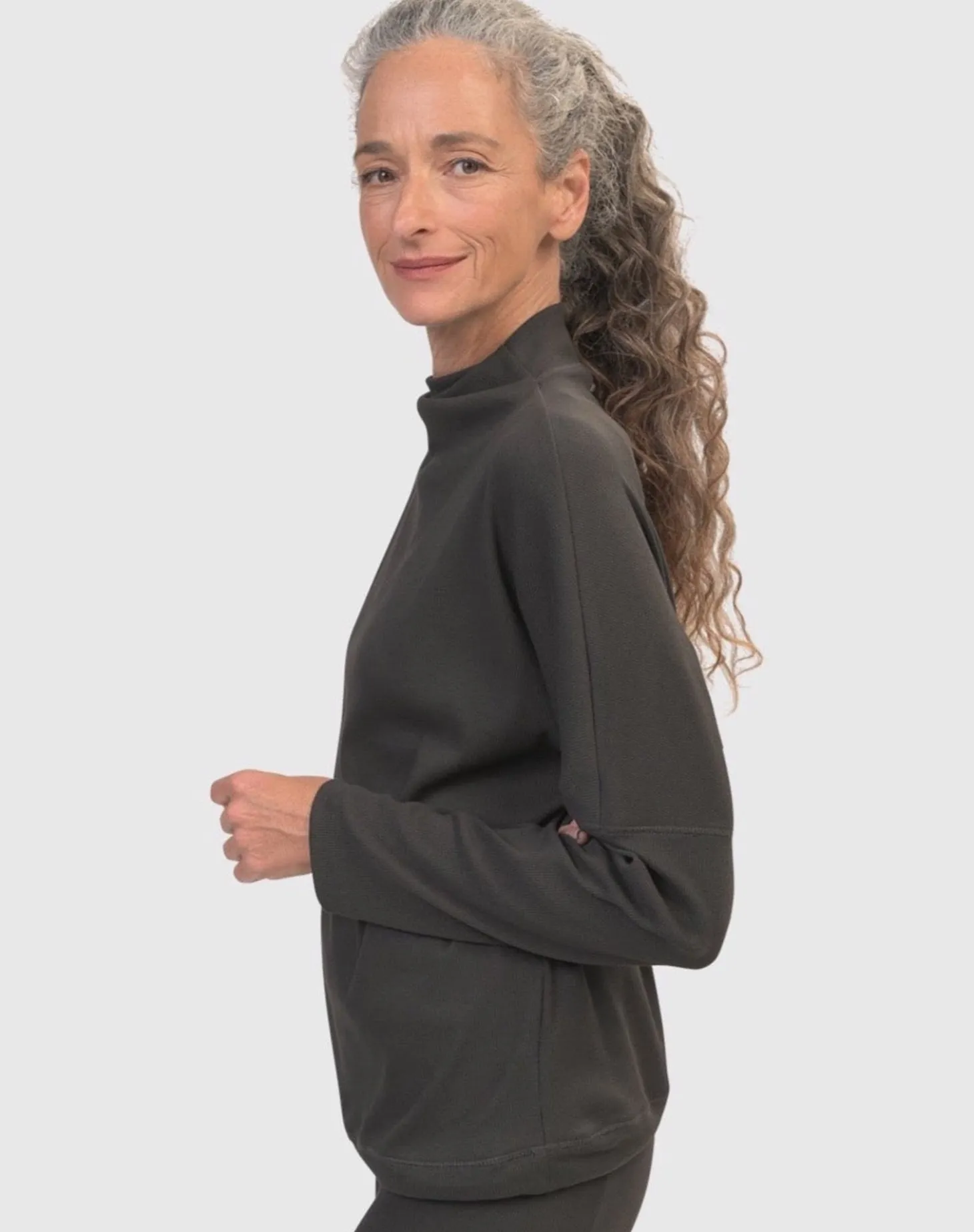Zen Drawstring Sweatshirt, Charcoal