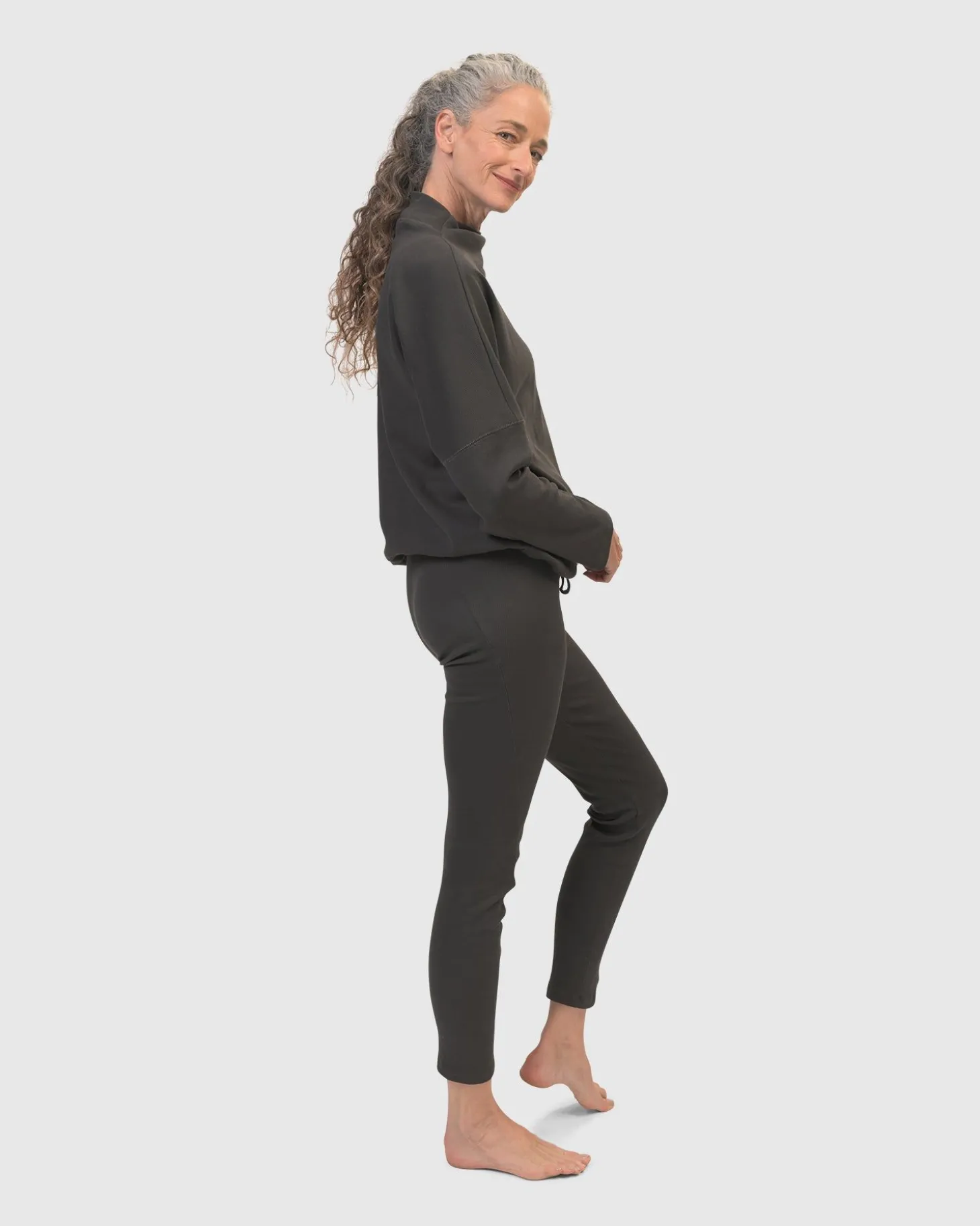 Zen Drawstring Sweatshirt, Charcoal